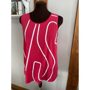 Victoria Sport‎ Pink White Abstract Graphic Cutout Back Tank Top Womens Large